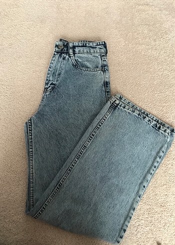 Diğer Gri Bol Kesim Midi Kot Pantolon