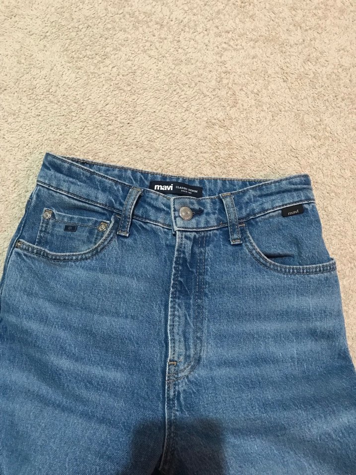 Kadın Mavi Denim Midi Jean - Görsel 4