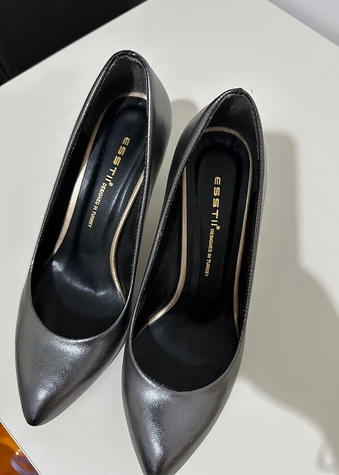 Antrasit topuklu ayakkabı - Görsel 4