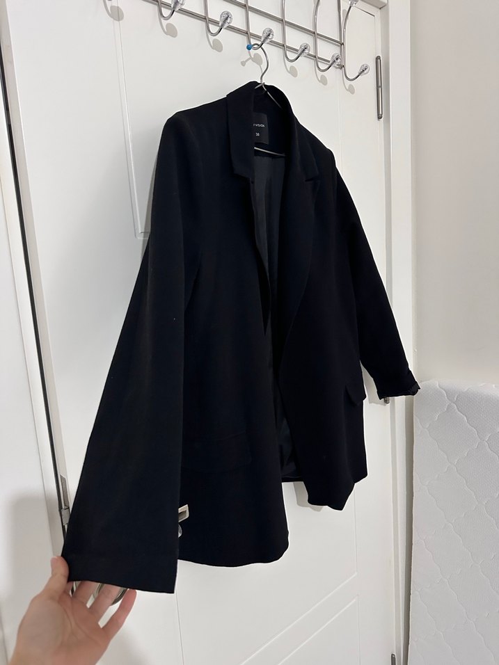 Siyah Notch Yaka Kadın Blazer Ceket - Görsel 4