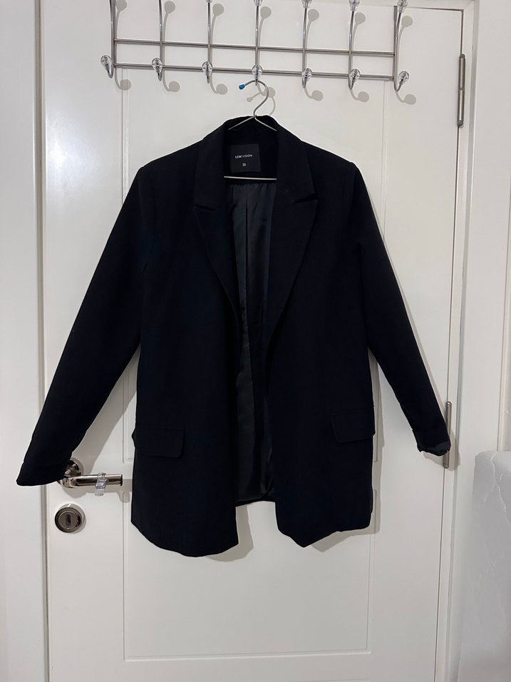 Siyah Notch Yaka Kadın Blazer Ceket - Görsel 3