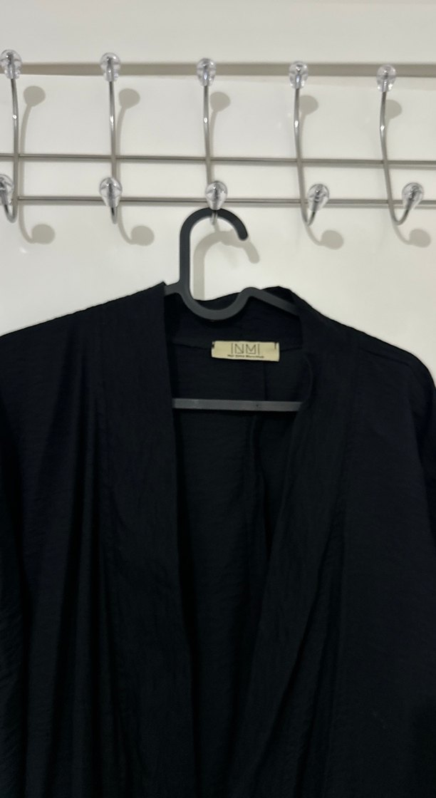 Siyah Uzun Kollu maxi boy kimono - Görsel 2