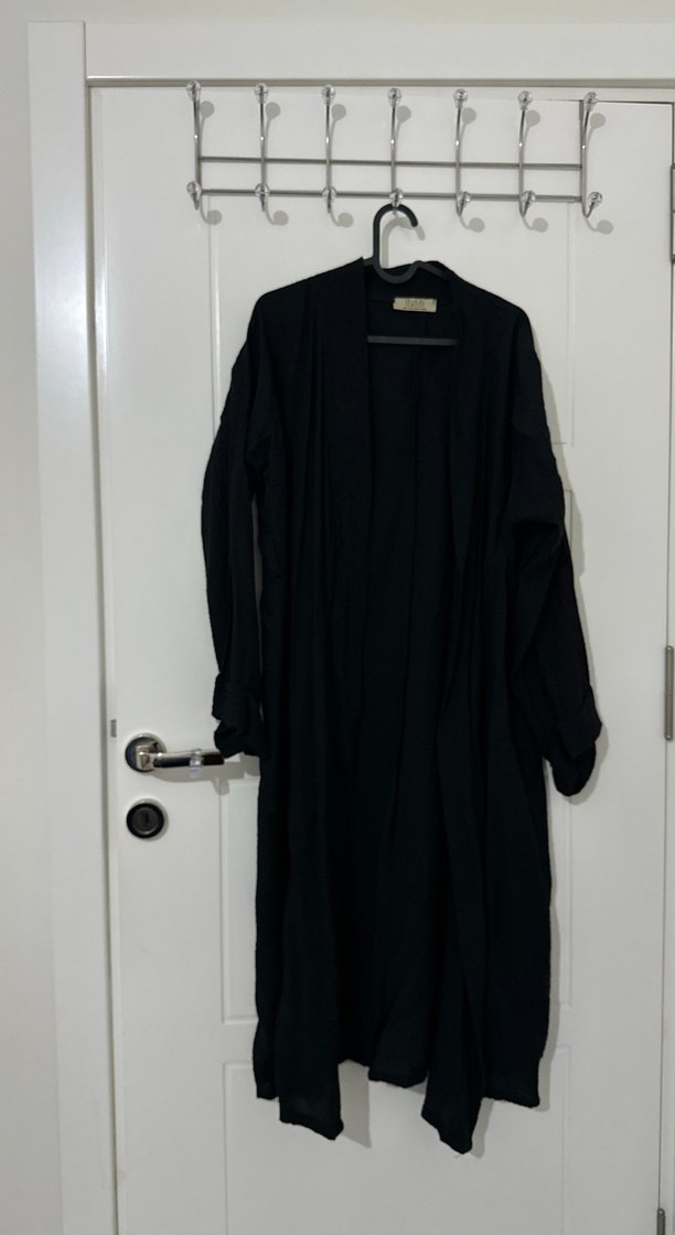 Siyah Uzun Kollu maxi boy kimono - Görsel 3