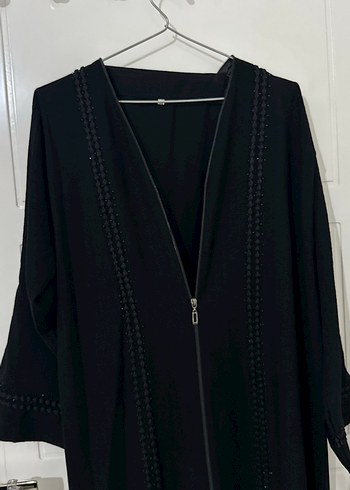 Nakışlı Siyah Uzun Kollu Uzun ferace - Görsel 2