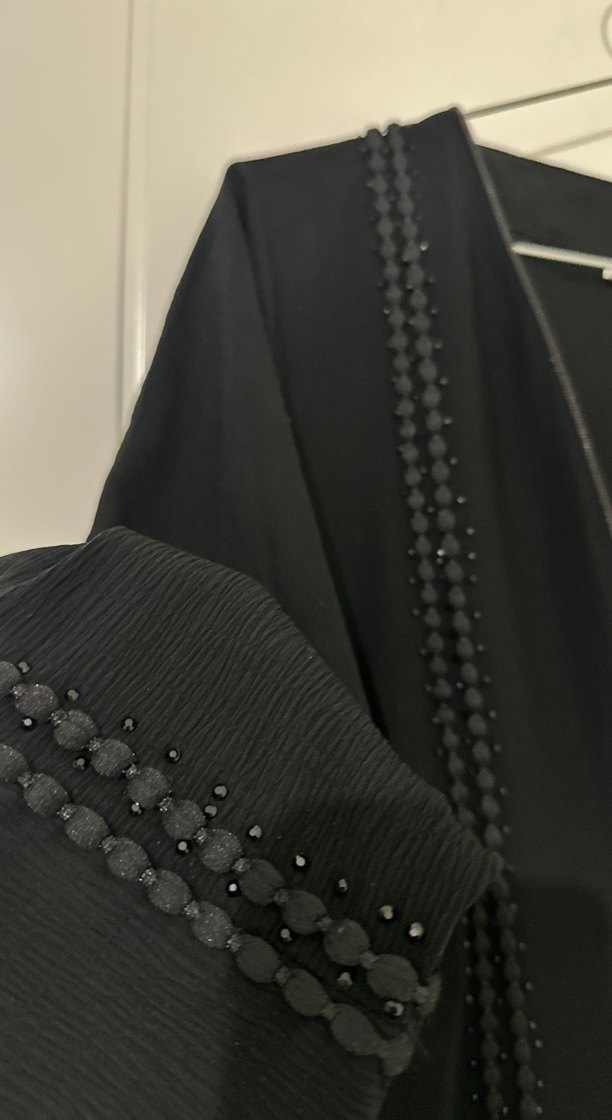 Nakışlı Siyah Uzun Kollu Uzun ferace - Görsel 4