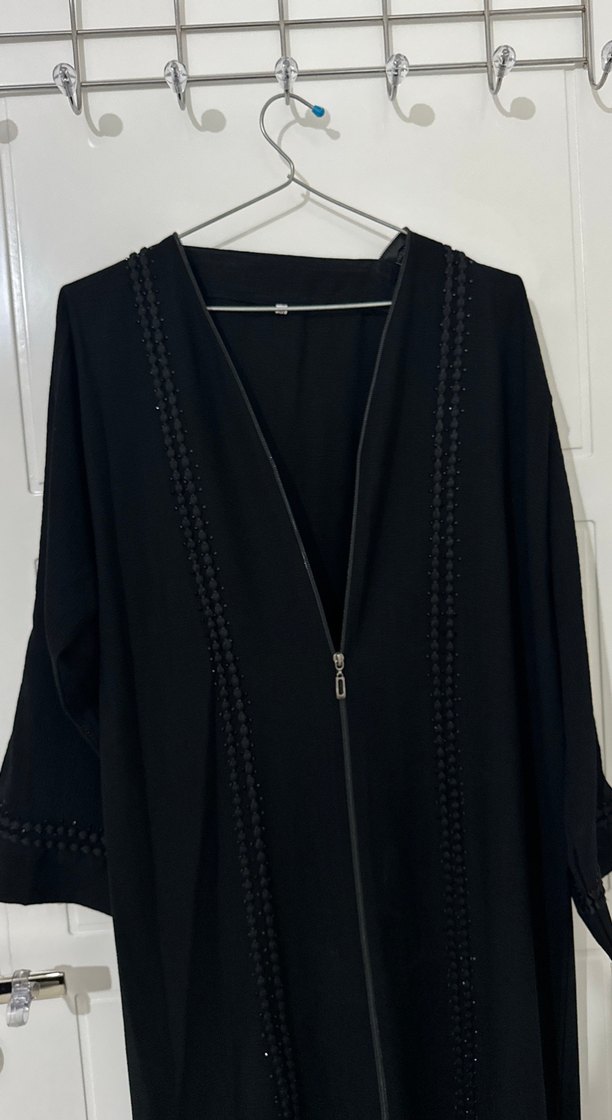 Nakışlı Siyah Uzun Kollu Uzun ferace - Görsel 2