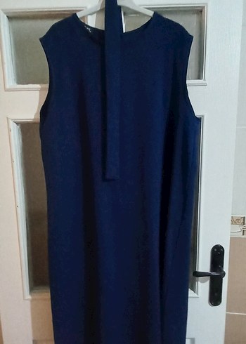 Lacivert Uzun Kollu Kadın abaya takım - Görsel 3