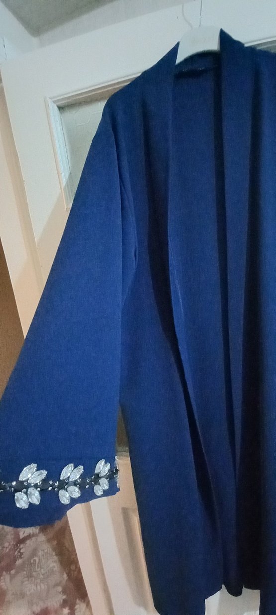 Lacivert Uzun Kollu Kadın abaya takım - Görsel 2