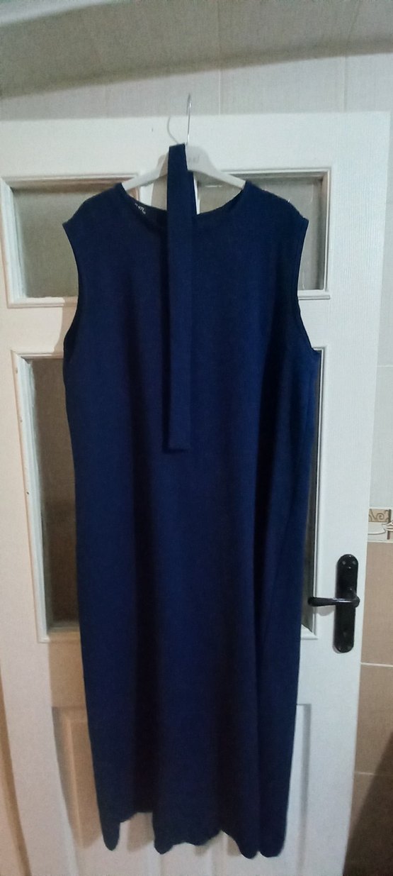 Lacivert Uzun Kollu Kadın abaya takım - Görsel 3