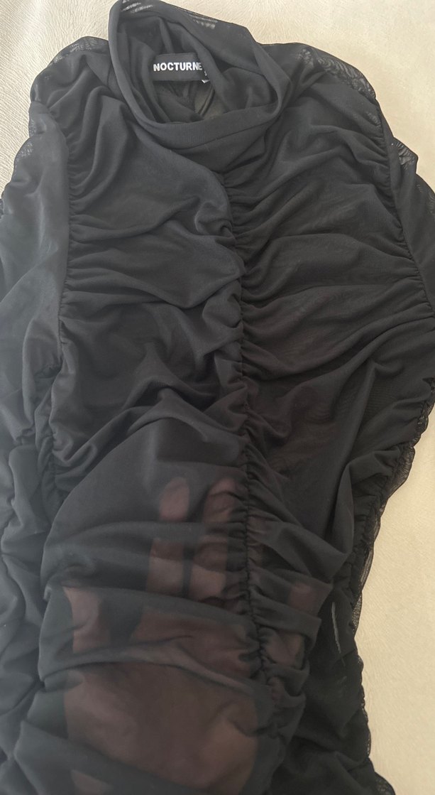 Uzun Siyah Drapeli Gotik Kadın buluz - Görsel 3