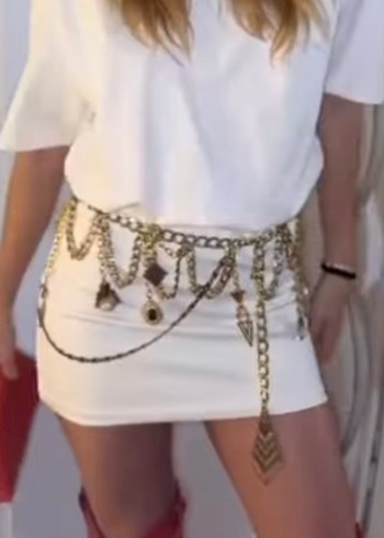 Beyaz Kısa Kollu Midi Elbise - Görsel 2