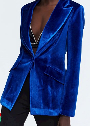 Kadın Mavi Saten Uzun Ceket ve büstiyer - Görsel 5