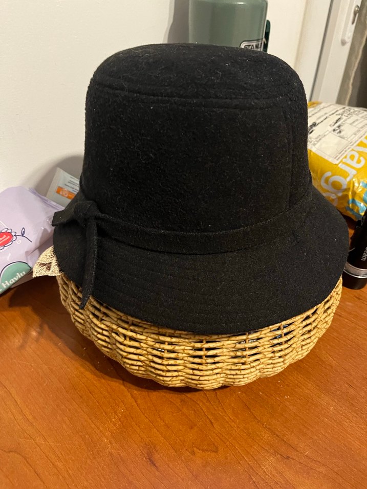 Siyah kaşe Kadın Şapka - Görsel 3