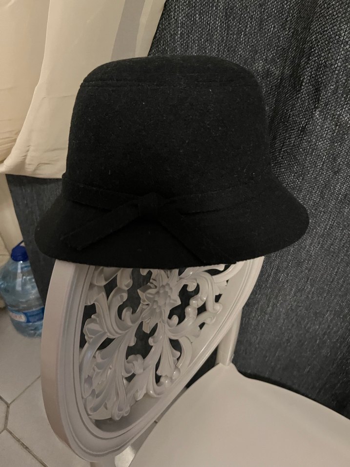 Siyah kaşe Kadın Şapka - Görsel 4