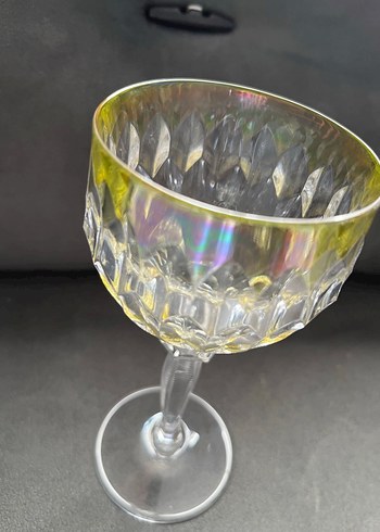 60 yıllık Kristal sarı Desenli Kadeh - Görsel 2