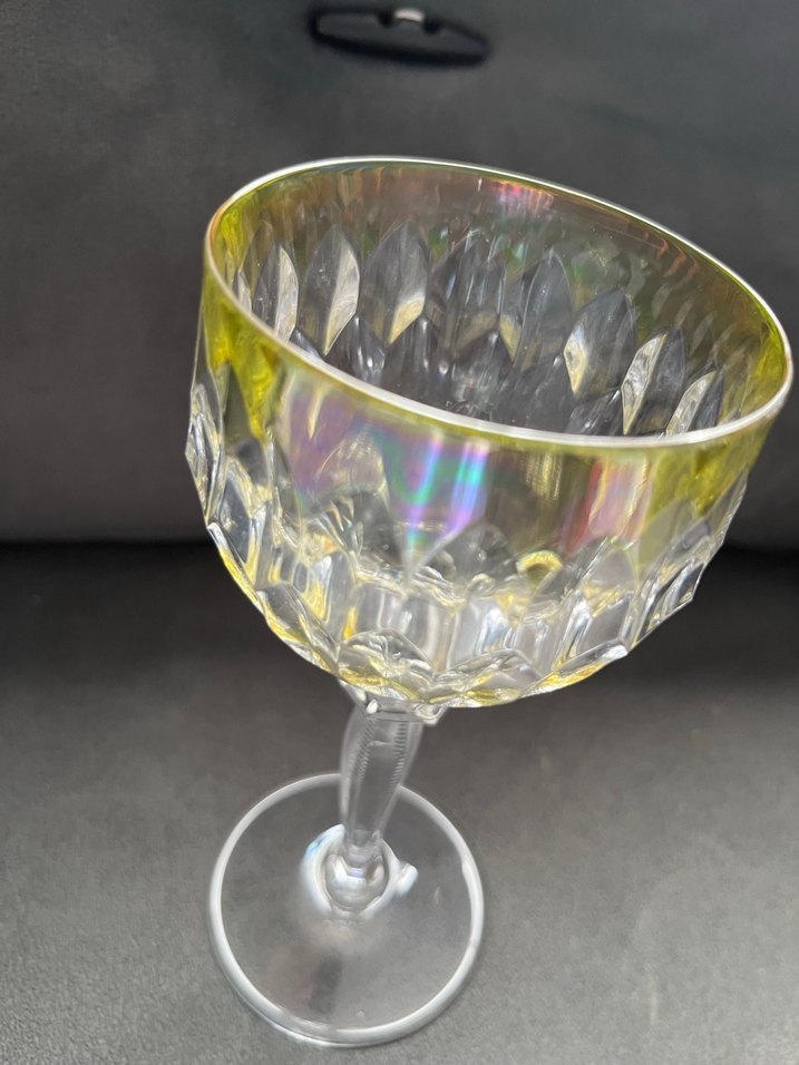 60 yıllık  Kristal sarı Desenli Kadeh - Görsel 2