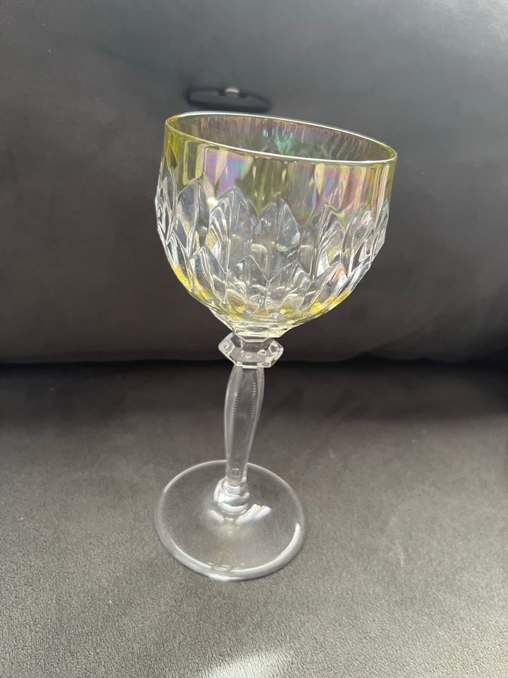 60 yıllık  Kristal sarı Desenli Kadeh - Görsel 4