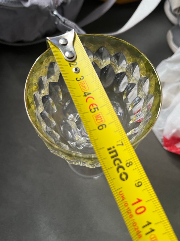 60 yıllık  Kristal sarı Desenli Kadeh - Görsel 5