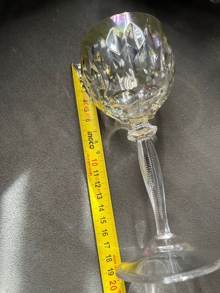 60 yıllık  Kristal sarı Desenli Kadeh - Görsel 3