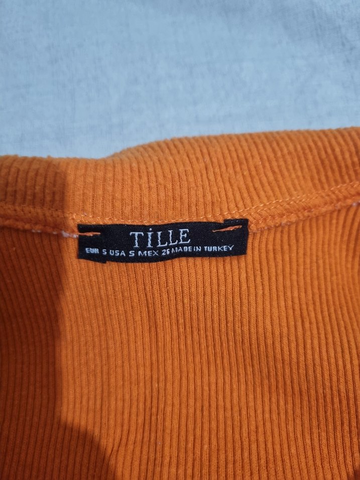 Turuncu V Yaka Uzun Kollu Triko Kazak - Görsel 3