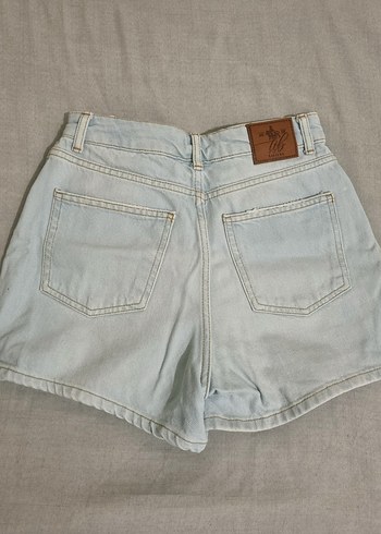 Bej Renkli Bol Kesim Mini Denim Şort - Görsel 2