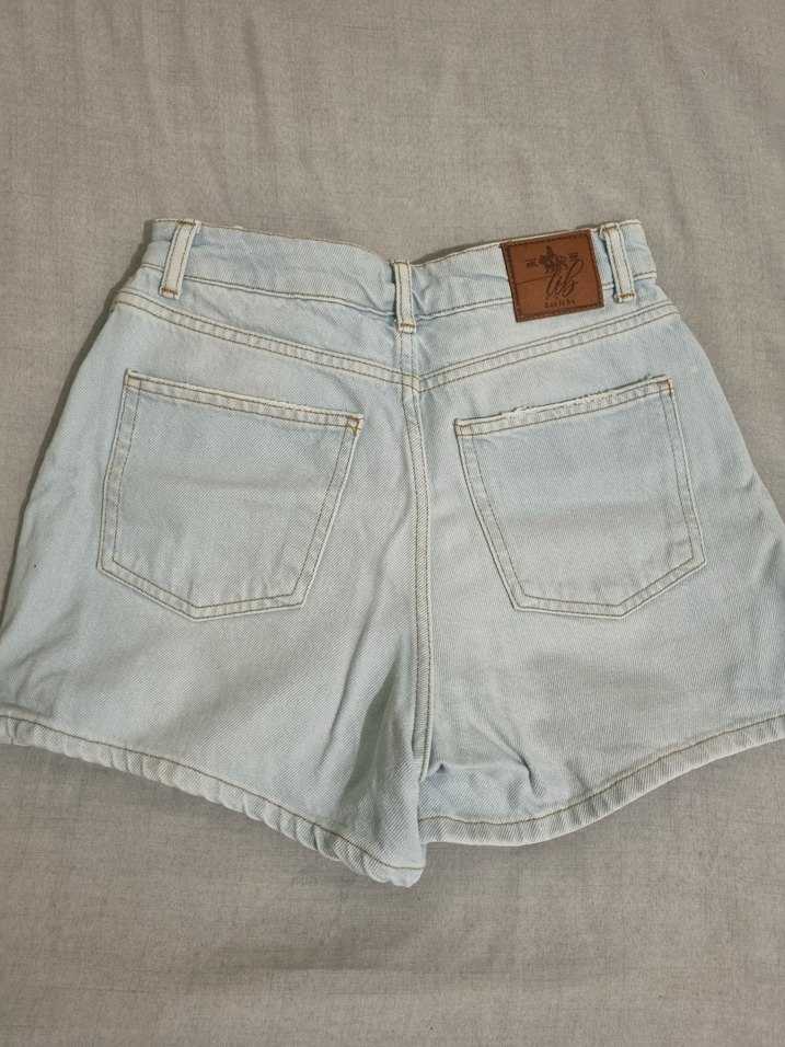 Bej Renkli Bol Kesim Mini Denim Şort - Görsel 2