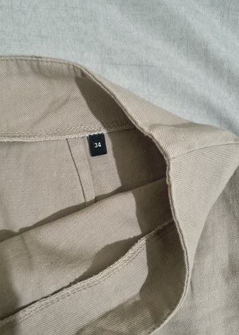 Bej Kadın Keten Midi Etek - Görsel 4