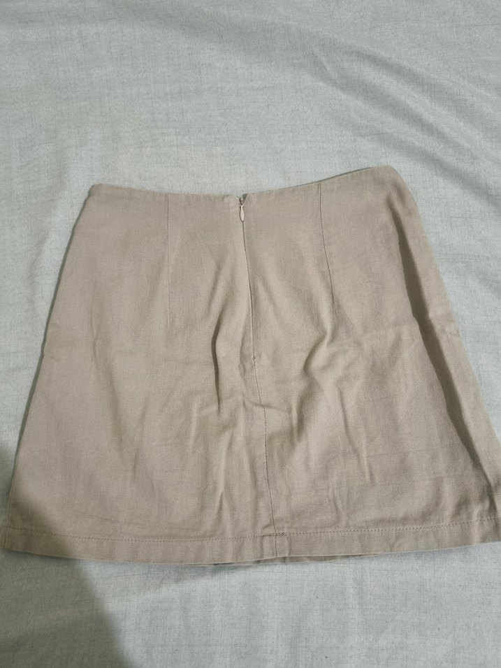 Bej Kadın Keten Midi Etek - Görsel 2