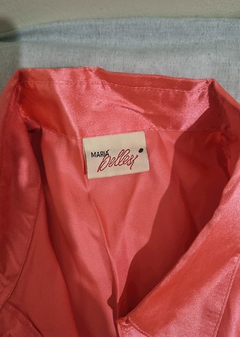 Pembe Saten Düğmeli Kısa Kollu Gömlek - Görsel 3