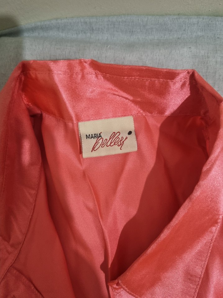 Pembe Saten Düğmeli Kısa Kollu Gömlek - Görsel 3