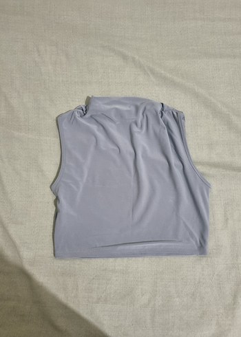 Gri Kolsuz Yüksek Yakalı Kadın Bluz - Görsel 2