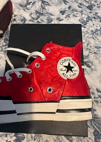 Kırmızı Zımbalı Platform Converse Sneakers - Görsel 3