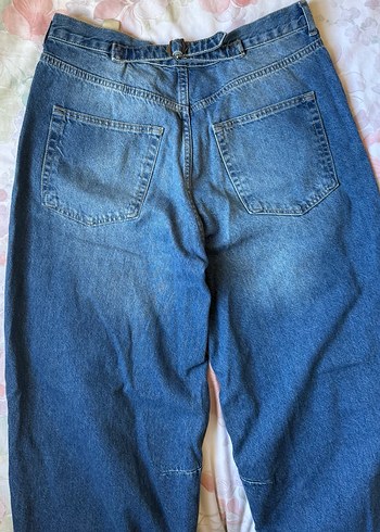 l Beden Mavi Kadın Denim Bol Kesim Pantolon