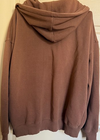 m Beden Kahverengi Kapüşonlu Fermuarlı Sweatshirt