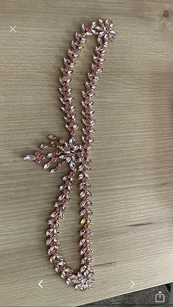 Nişan/Kına taşlı pembe alınlık
