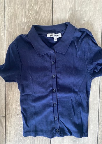 Kız Lacivert Düğmeli Polo Tişört - Görsel 2