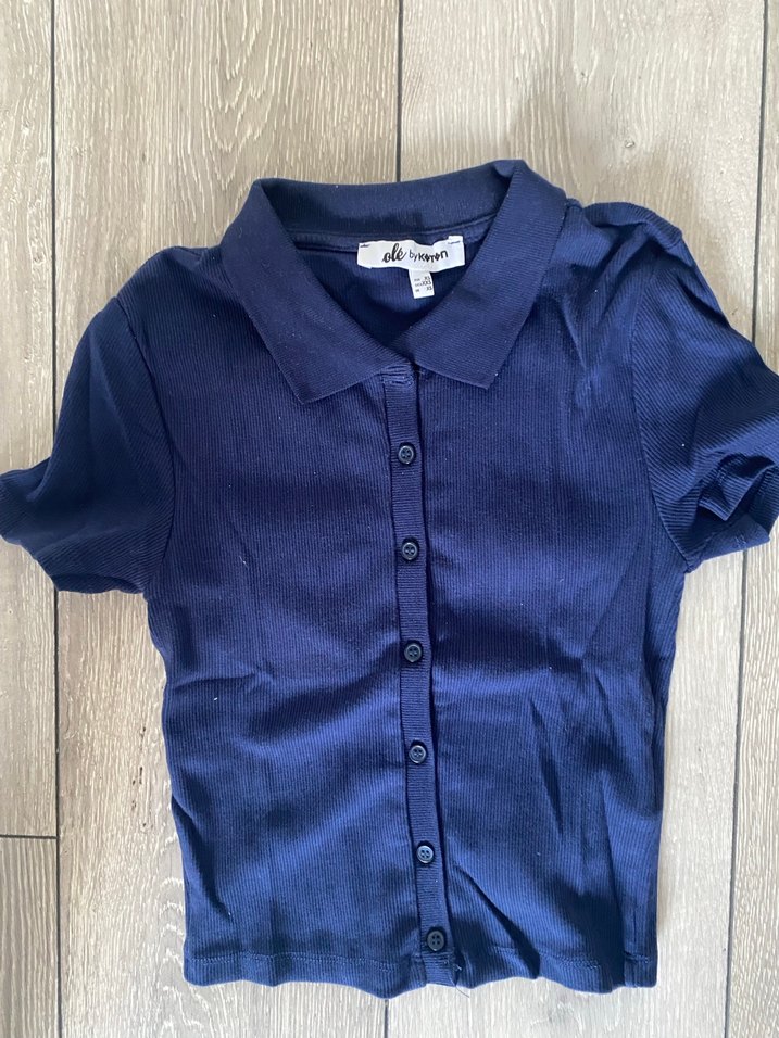 Kız Lacivert Düğmeli Polo Tişört - Görsel 2