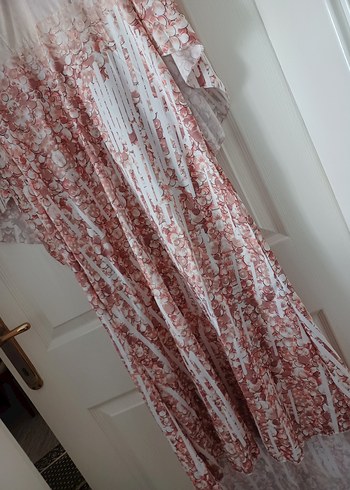 Pembe Bohem Uzun Kollu V Yaka Elbise - Görsel 3