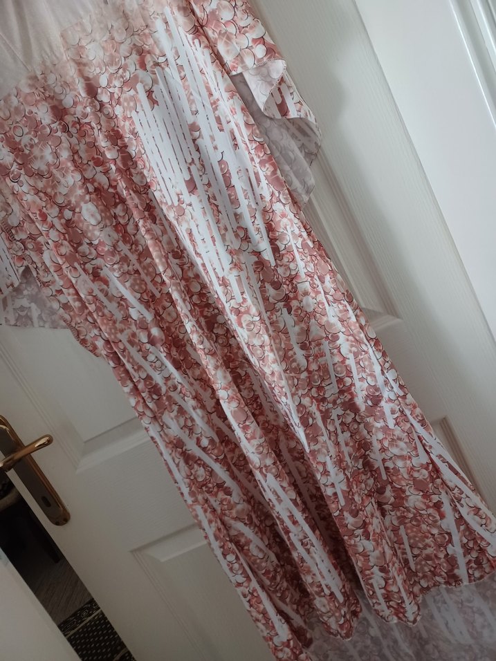 Pembe Bohem Uzun Kollu V Yaka Elbise - Görsel 3