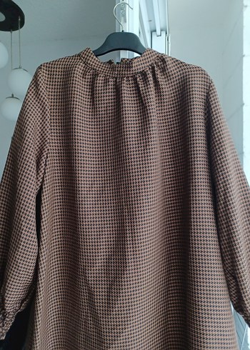 Düğmeli Kahverengi Keten Hamile Bluzu - Görsel 2