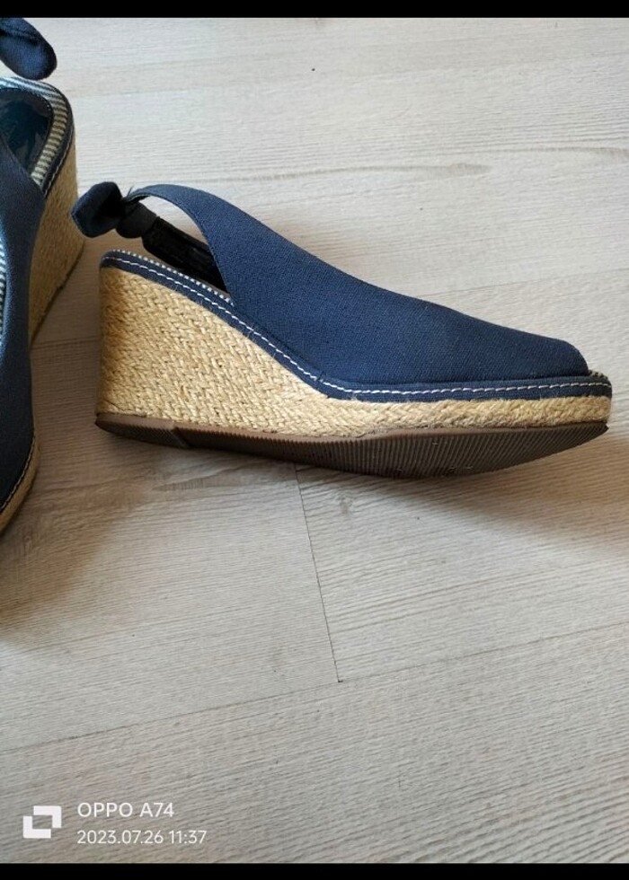 Dolgu topuk şık keten ayakkabı  - Görsel 3