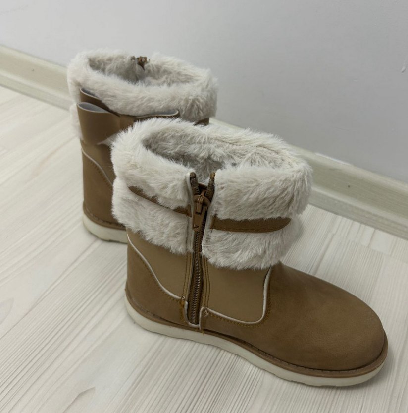 Kız Çocuk Bej Süet Kürklü Bot - Görsel 2