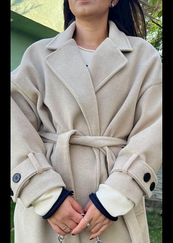 Taş rengi premium kaşe kaban - Görsel 3