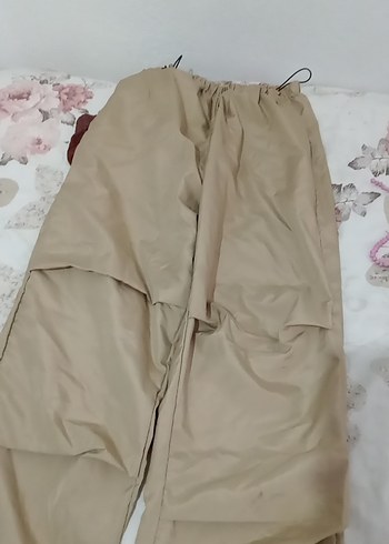 Bej Rahat Kesim Keten Kadın Pantolon