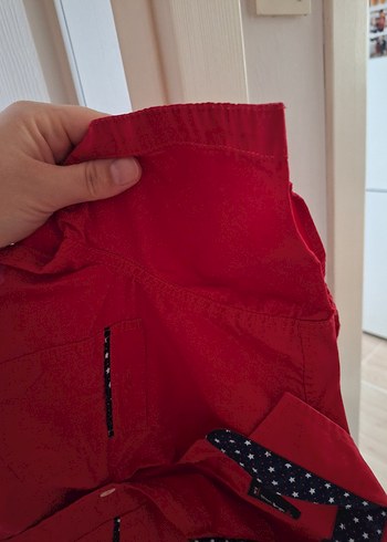 Düğmeli Kırmızı Hamile Midi Ceket - Görsel 2