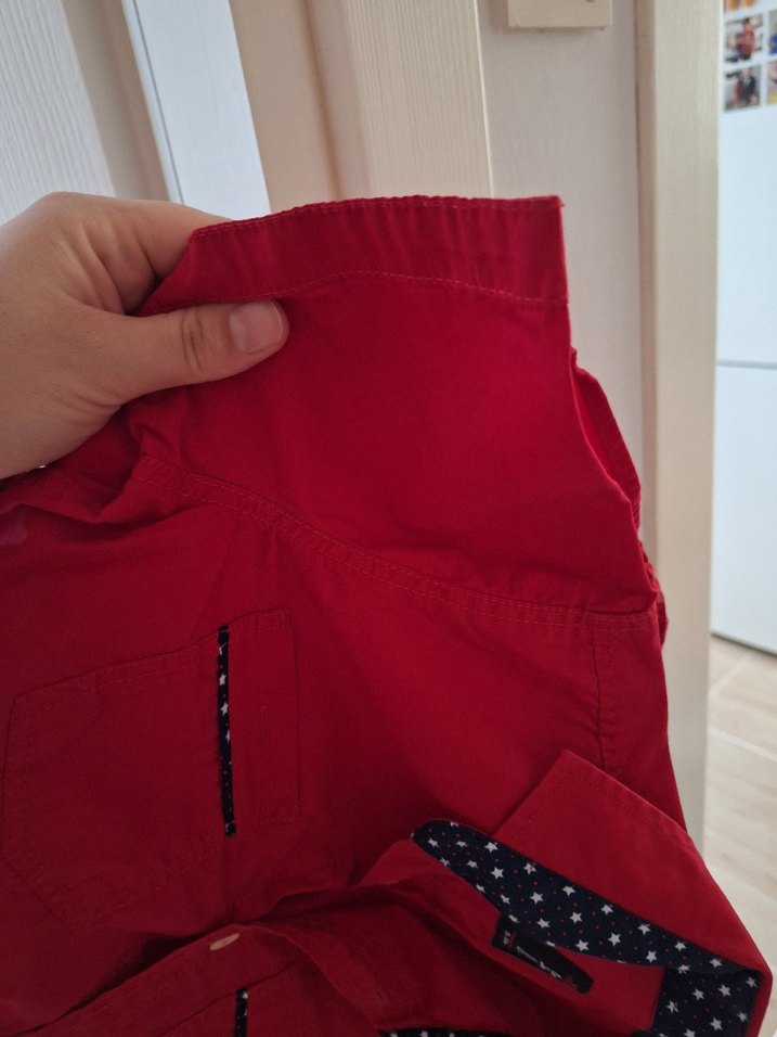 Düğmeli Kırmızı Hamile Midi Ceket - Görsel 2