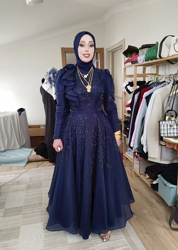 Lacivert Tesettür Elbise - Görsel 2