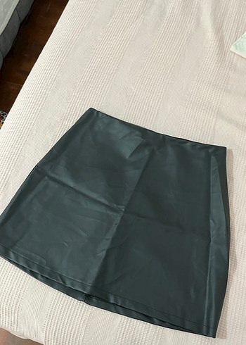 Düz Deri Mini Etek - Görsel 2