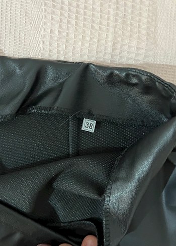 Düz Deri Mini Etek - Görsel 4