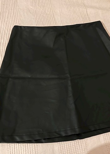 Düz Deri Mini Etek - Görsel 3